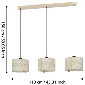 Lustră pe cablu Eglo 390324 HONTONGAS 3xE27/25W/230V bej