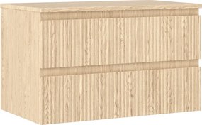 Mexen Rivel dulap de baie sub lavoar 80 cm cu blat, 2 sertare, canelate, stejar - 91A20-08047-2-BFFC81