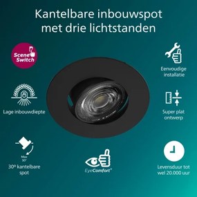 Philips - Set 3x spot încastrat compatibil cu dimmer CILANTRO LED/5W/230V 4000K negru