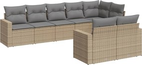 vidaXL Set canapele de grădină, 8 piese, cu perne, bej, poliratan