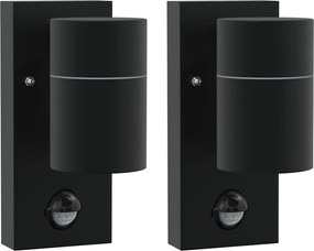 vidaXL Lumină de perete pentru exterior 2 pcs Negru 6,5 x 10,5 x 16 cm