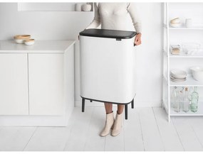 Cos de gunoi Brabantia Bo Touch Hi 1001259, 60 L, Deschideri laterale pentru transport, Picioare reglabile, Alb
