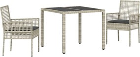 vidaXL Set de masă pentru grădină 3 pcs Gri deschis poliratan