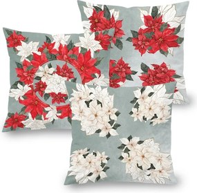 decoDoma Set 3 feţe pernuţe POINSETTIA, 45 x 45 cm