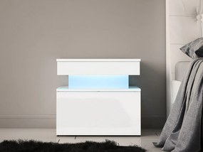 Noptieră Lesteralo 1S (Alb + lucios Alb) (cu iluminat LED albastru). 1104512