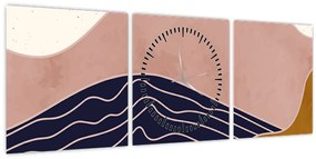 Tablou - Soarele deasupra munților (cu ceas) (90x30 cm)