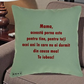 Cadou pentru Mama - Perna Personalizata Perna pentru Mama, 40x40 cm, Verde, Husa Detasabila, Perna Inclusa, BEKZ®
