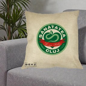 Perna Personalizata Sanatatea Cluj Servicii Publice 1986, 40x40 cm, Crem, Husa Detasabila, Perna Inclusa, BEKZ®