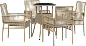 vidaXL Set de masă pentru grădină 5 pcs Bej poliratan