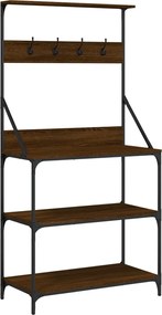 vidaXL Raft brutărie cu cârlige și 4 niveluri, stejar maro