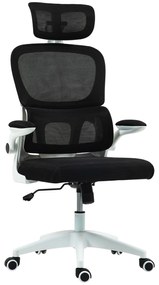 HOMCOM Scaun Birou cu Înălțime Reglabilă, Brațe Rabatabile și Tetieră, Scaun Ergonomic 62x61x112-120 cm, Negru | Aosom Romania