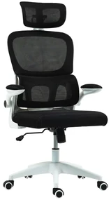 HOMCOM Scaun Birou cu Înălțime Reglabilă, Brațe Rabatabile și Tetieră, Scaun Ergonomic 62x61x112-120 cm, Negru | Aosom Romania