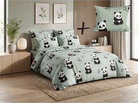 Set lenjerie de pat din microfibra PANDA RELAX mentol + husa pentru perna 50 x 70 cm GRATUIT