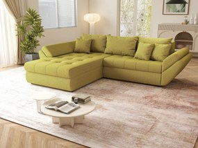 Colțar extensibil dumonde cu ladă de depozitare si sezut confortabil din spuma high-density, Loana Enjoy Green 270x185 cm