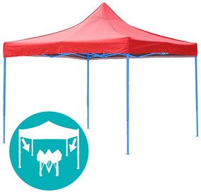 Pavilion rosu 2,9m cu pereti laterali si geanta de transport