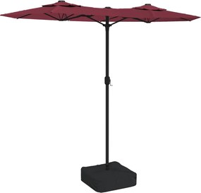 vidaXL Umbrelă de soare grădină cu două capete, roșu bordo, 316x145 cm