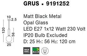 Lustra, Pendul modern Grus Matt Black 25cm