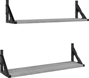 vidaXL Rafturi de perete, 2 buc., sonoma gri, 60x15x15,5 cm