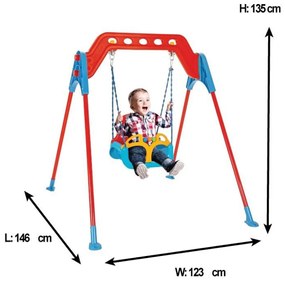 Leagan copii si bebelusi pentru interior si exterior Novokids™ Metal Swing, Cadru metalic, Maxim 100 kg, 1 an+, Multicolor