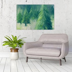 Tablou - Conifere pictate (90x60 cm)