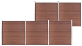 Gard de gradina, maro, 872 x 186 cm, WPC 1, Maro, 5 sectiuni