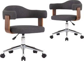 vidaXL Scaune de bucătărie, 2 buc., gri, lemn curbat și textil