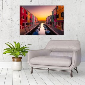 Tablou - Apus de soare, insula Burano, Veneția, Italia (90x60 cm)
