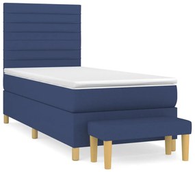 3137219 vidaXL Pat box spring cu saltea, albastru, 100x200 cm, textil