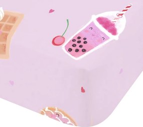 Cearceaf pentru copii roz pentru pat de o persoană cu elastic 90x190 cm Sweet Treats – Catherine Lansfield