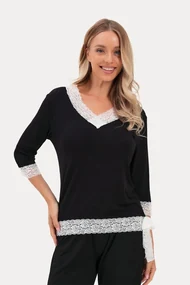 Pijamale femei ROZALIE din bambus L Negru / Black