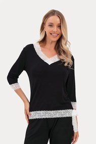 Pijamale femei ROZALIE din bambus XL Negru / Black