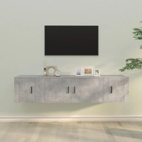 3188418 vidaXL Set dulapuri TV, 3 piese, gri beton, lemn prelucrat