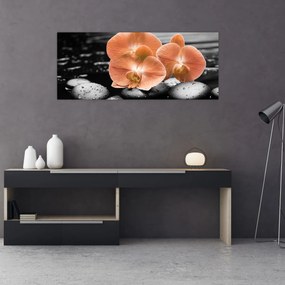 Tablou - Orhidee portocalii (120x50 cm)