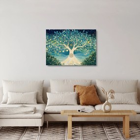 Tablou pe sticlă – Arbore magic cu spirale (70x50 cm)