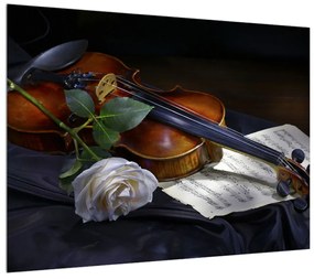Tablou cu trandafir și vioară (70x50 cm), în 40 de alte dimensiuni noi