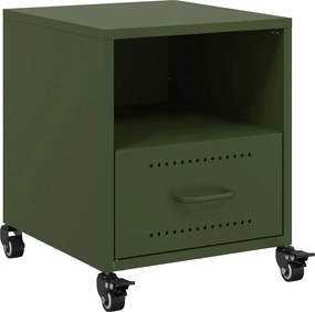 vidaXL Noptieră, verde olive, 36x39x43,5 cm, oțel