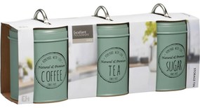 Set de cutii metalice Excellent Houseware pentrualimente 11 x 16 cm, 3 bucăți, verde, S