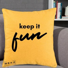 Perna Decorativa Keep It Fun, 40x40 cm, Galben, Husa Detasabila, Perna Inclusa, BEKZ®