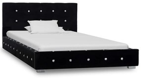 278147 vidaXL Pat cu saltea, negru, 90 x 200 cm, catifea