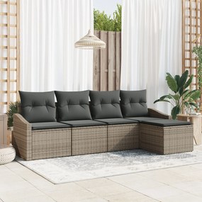 vidaXL Set de canapele pentru grădină 5 pcs Gri Rattan poli