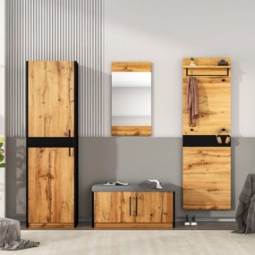 Set de Intrare 4 Piese cu Bancă, Culoare naturală | Aosom Romania
