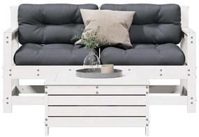 vidaXL Set mobilier de grădină cu perne, 3 piese, alb, lemn masiv pin