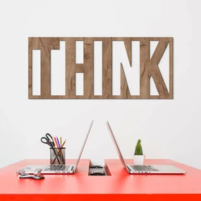 DUBLEZ | Inscripție din lemn pentru perete - THINK