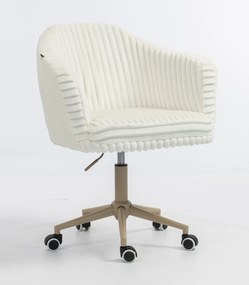 HR832K Scaun Alb Teddy Cord cu Bază Crem