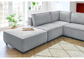 Colțar gri deschis cu tapițerie din catifea reiată (cu colț pe partea stângă /în formă de "U") Nihad modular – Bobochic Paris