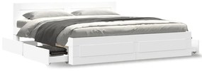 3295534 vidaXL Cadru de pat cu tăblie 200x200 cm, alb, lemn prelucrat