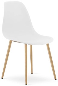 Set de dining 1 + 4, masa RAMOD alb/decor stejar + scaune OSAKA alb