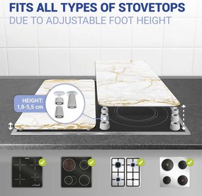 Set 2 protecții din sticlă pentru aragaz Wenko Marble, 52 x 30 cm , alb - auriu