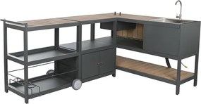 Set bucătărie de exterior din aluminiu și lemn compozit, 236 x 50 x 91 cm, „Isla Outdoor Kitchen Set"