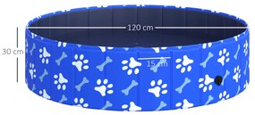 Piscina Rigida pentru Caini de Talie Medie 65kg PawHut din Plastic, Albastra Φ120x30cm | Aosom RO